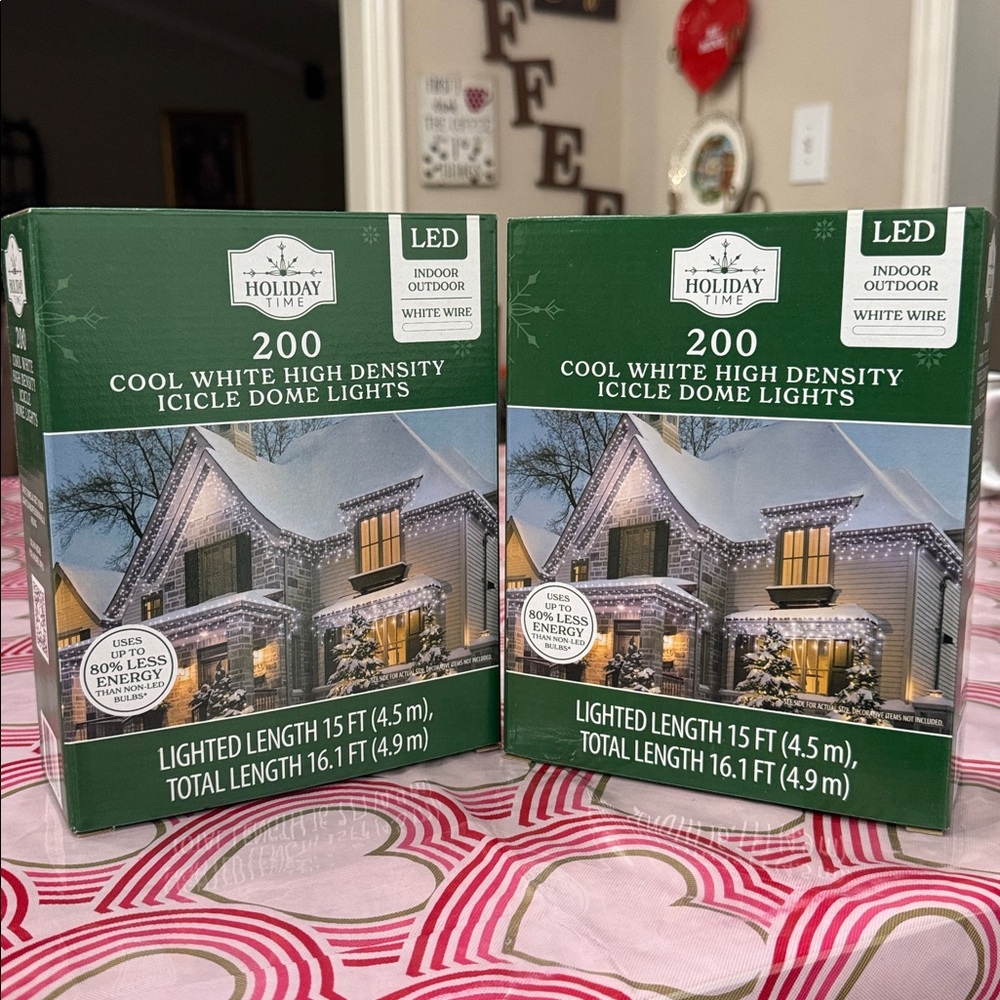 Holiday Time "Set of 2" 200-Count Cool White LED High-Density Icicle Dome Lights